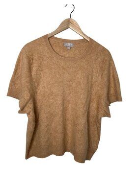 J.Crew Womens Beige Brushed Cashmere Short Sleeve Sweater Top 2X
